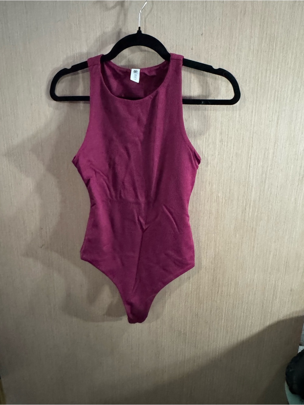 Women’s BP Sleeveless Ribbed One-Piece Bodysuit in Berry Size XS
